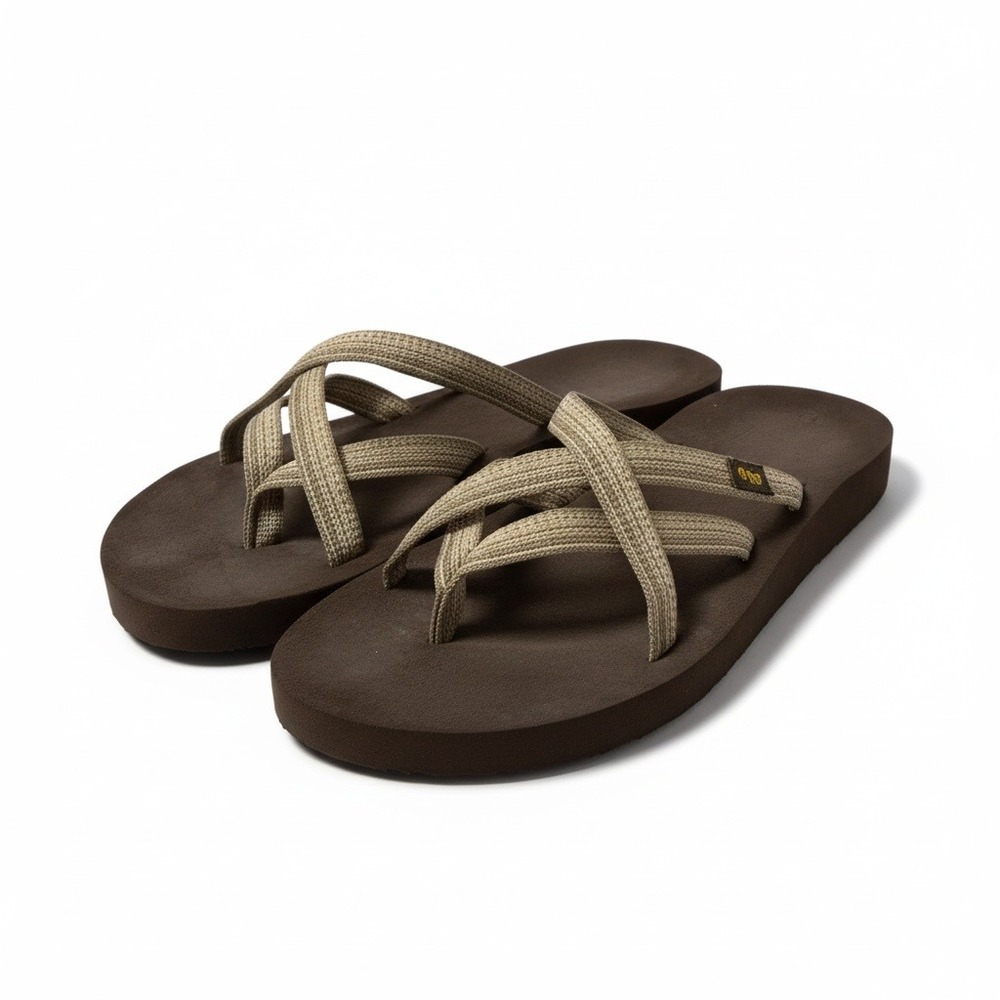 Teva Olawahu Strappy Mush Topsole Sandals Brown Tan Womens 7 6840